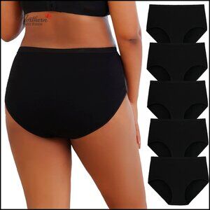 Plus Size XL-5XL Cotton High Waisted Briefs 5-Pack Stretchy Comfort